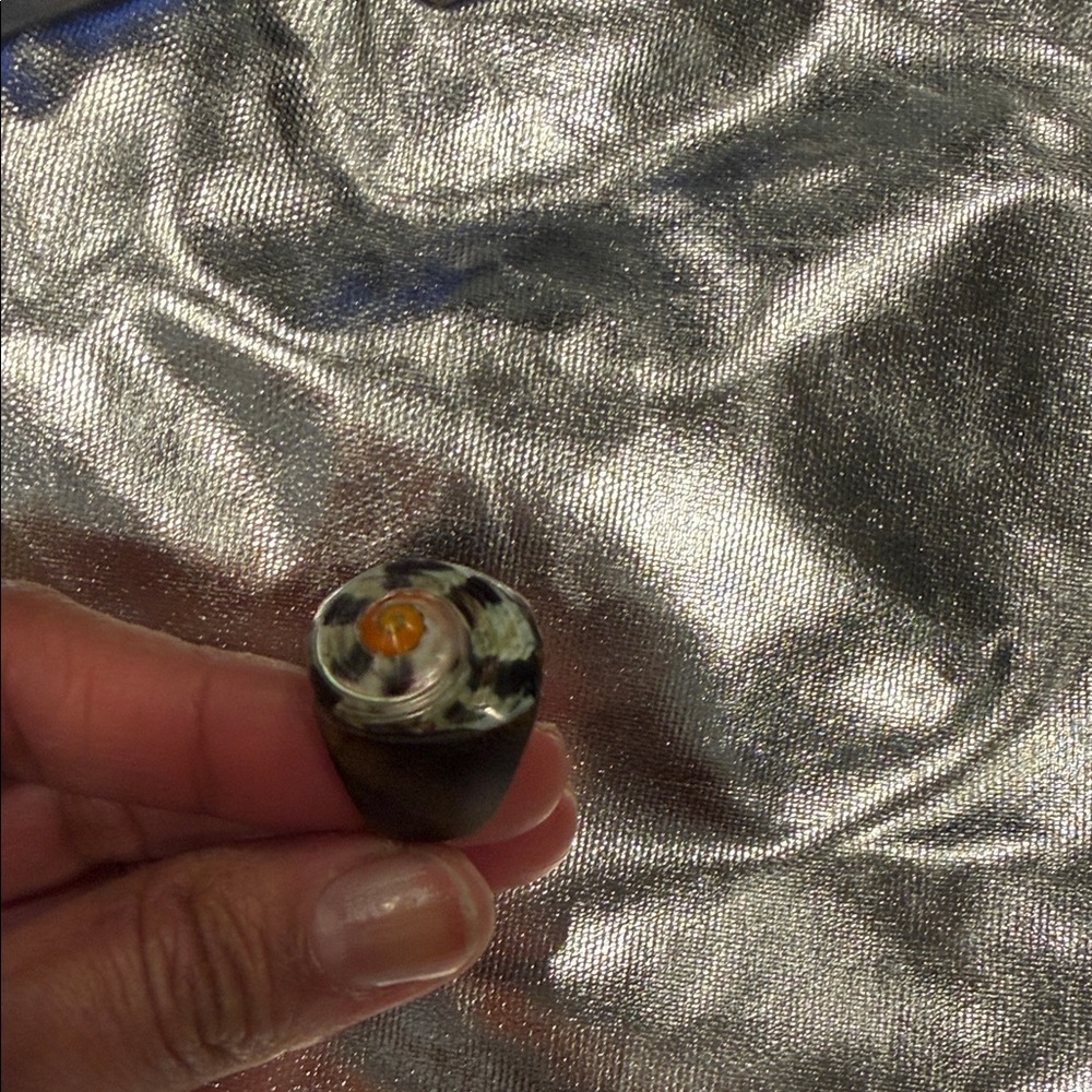 Organic wood Ring with Orange and cream shell